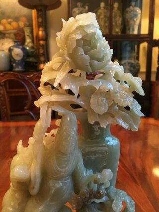 A Large Chinese Carved Jade Guanyin Statue with Wooden Stand. 5