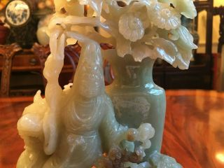 A Large Chinese Carved Jade Guanyin Statue with Wooden Stand. 6