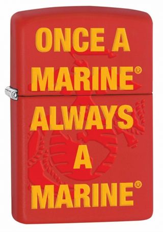 Zippo Windproof Usmc Lighter,  Once A Marine Always A Marine,  29387,