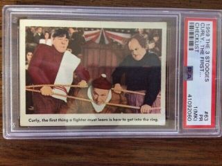 1959 Fleer The 3 Three Stooges 63 Checklist Curly The First Psa 1mk " Look "