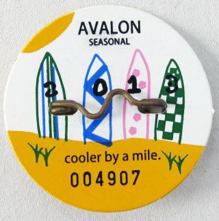 2013 Avalon Nj Seasonal Beach Tag / Badge