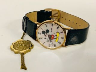 Disney Mickey & Co Seiko Limited Edition 14k Gold 18mm Watch Timepiece Sfp410