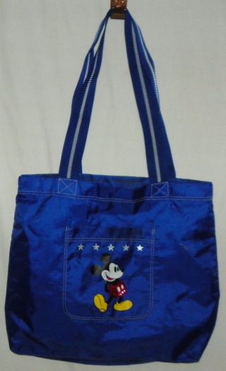 Disney Mickey Mouse Blue Tote Shopper Bag With Red Sequins 17 X 14 X 3