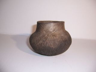 Native American Indian Mississippian Pottery Bowl Jar Pot 3 1/8 " X 4 1/8 "