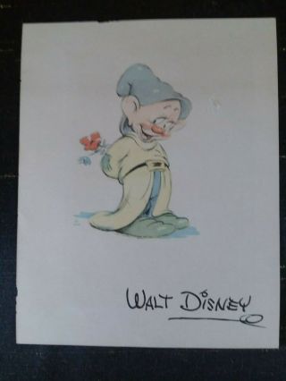 Vintage Dopey Print Walt Disney Penciled 1938 Carthay Circle