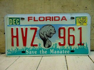 Vintage Florida Manatee License Plate Tag Save The Manatee 12 - 02 Sticker Hvz - 961
