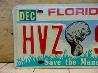 Vintage Florida Manatee License Plate Tag Save The Manatee 12 - 02 Sticker HVZ - 961 2