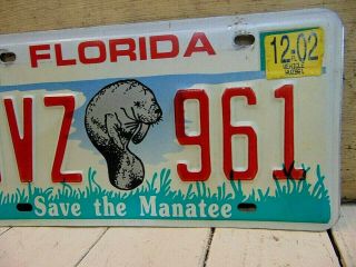 Vintage Florida Manatee License Plate Tag Save The Manatee 12 - 02 Sticker HVZ - 961 3