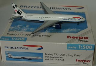 Herpa 506465 Boeing 777 - 236er British Airways G - Zzzc In 1:500 Scale