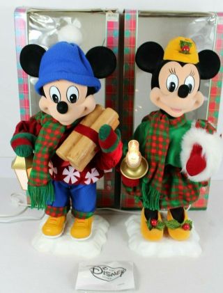 Vtg 23 " Telco Disney Animated Mickey & Minnie Mouse Christmas Display Figures
