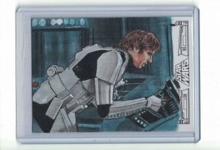 2017 Star Wars 40th Anniversary Han Solo Sketch Card By Sarah Wilkinson 1/1