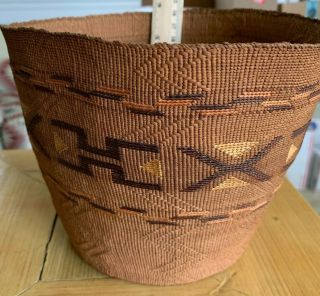 Antique Tlingit Spruce Root Basket.  Fancy decoration. 10