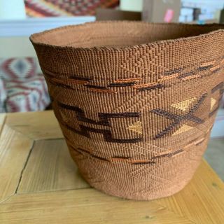 Antique Tlingit Spruce Root Basket.  Fancy decoration. 8