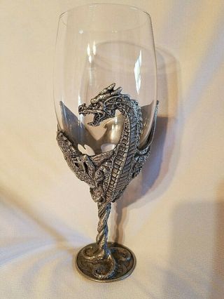 Myths & Legends Dragon Wine Goblet By Veronese Pewter & Glass Gothic Fantasy