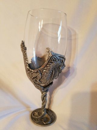 MYTHS & LEGENDS DRAGON WINE GOBLET BY VERONESE PEWTER & GLASS GOTHIC FANTASY 2