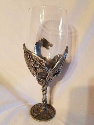 MYTHS & LEGENDS DRAGON WINE GOBLET BY VERONESE PEWTER & GLASS GOTHIC FANTASY 3