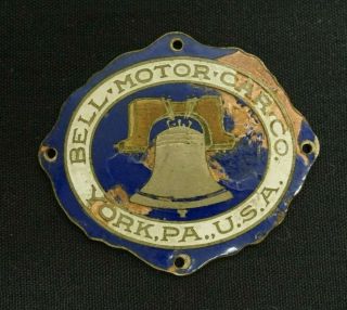 Vintage Bell Motor Company Enamel Automobile Radiator Badge Emblem York Pa
