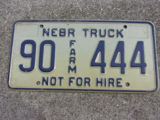 Nebraska Farm Truck License Plate 90 444