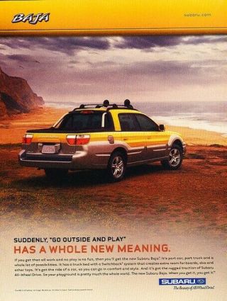 2003 Subaru Baja Vintage Advertisement Print Art Car Ad J346