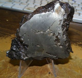 Slice Of Campo Del Cielo Meteorite Slab,  142 Gms.  3,  Pounds Stand