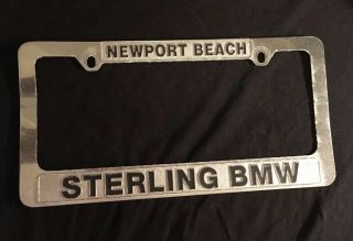 Vintage Newport Beach California Bmw Sterling Metal Chrome License Plate Frame