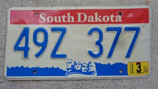 South Dakota 2004 License Plate 49z 377