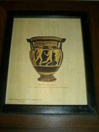 set of 3 vtg wood FRAMED ART prints Greek Grecian Vases from Siracusa Museum 4