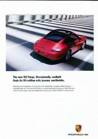 2001 2002 Porsche 911 Targa Advertisement Print Art Car Ad K86