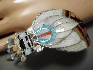 Inlay Master Vintage Zuni Native American Turquoise Sterling Silver Bracelet