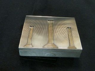 Cartier Art Deco 14k Yg Sterling Silver Sapphire Cigarette Case & Lighter
