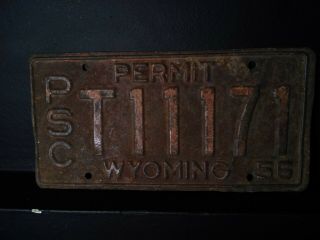 1956 Wyoming License Plate? Possibly Truck.  Unsure Of Psc/permit