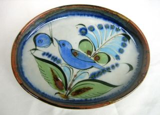 Ke Ken Edwards Mexico Mexican Tonala Vintage Pottery Tray With Blue Bird