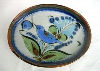 KE Ken Edwards Mexico Mexican Tonala Vintage Pottery Tray with Blue Bird 2