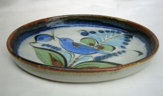 KE Ken Edwards Mexico Mexican Tonala Vintage Pottery Tray with Blue Bird 4