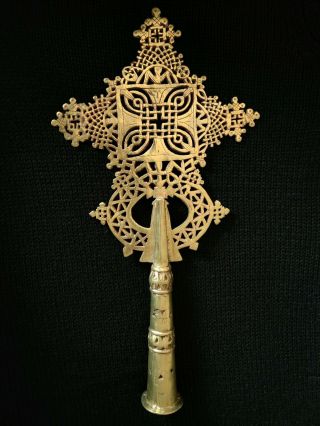 Ethiopian Processional Cross Orthodox Coptic Hand Crafted Brass Christian Art 2