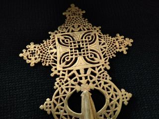 Ethiopian Processional Cross Orthodox Coptic Hand Crafted Brass Christian Art 4
