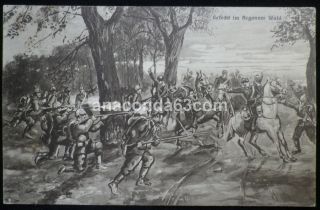 German Ww1 Era Postcard Battle Scene Horseback
