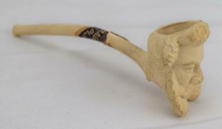 Vintage Carved Face Goedewaagen Pijp Gouda Holland Clay Smoking Pipe W/label A