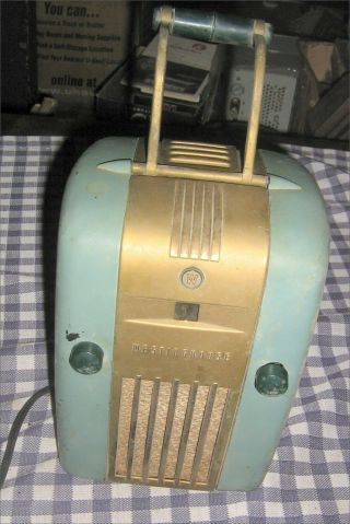 Vintage Westinghouse H - 125,  Tubes,  " Refrigerator " Radio Turquoise,  Green/blue,
