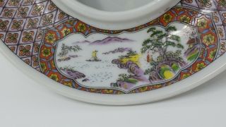 Vintage Chinese Porcelain Floating/Footed Ash Tray w/ 3 Scenes,  L@@K 3