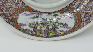 Vintage Chinese Porcelain Floating/Footed Ash Tray w/ 3 Scenes,  L@@K 4