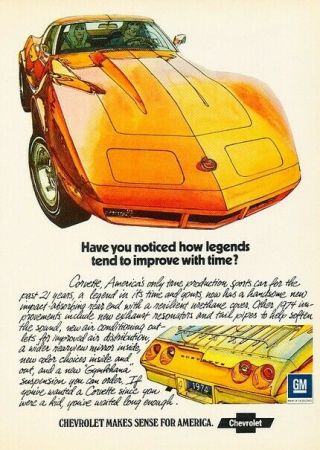 1974 Chevrolet Corvette Advertisement Print Art Car Ad K87