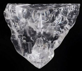 Clear 5.  0 " Quartz Rock Crystal Carved Crystal Skull Sculpture,  Crystal Healing
