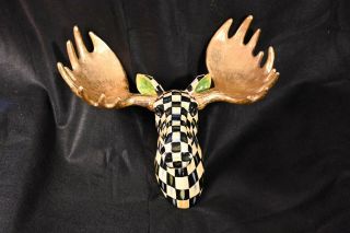 Mackenzie Childs Courtly Check Small Moose Head