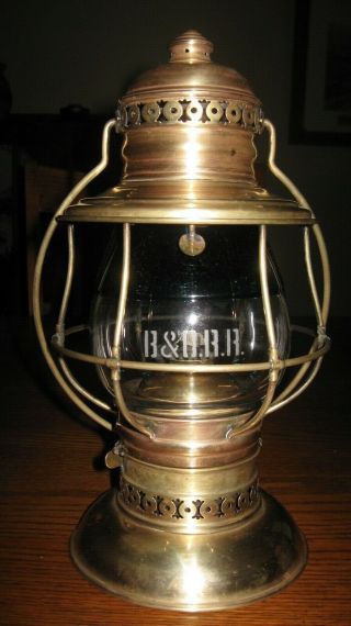 Brass CT Ham 39 Railroad Lantern B&O RR Two Color Globe Green Over Clear 2