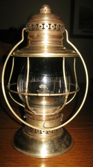 Brass CT Ham 39 Railroad Lantern B&O RR Two Color Globe Green Over Clear 3