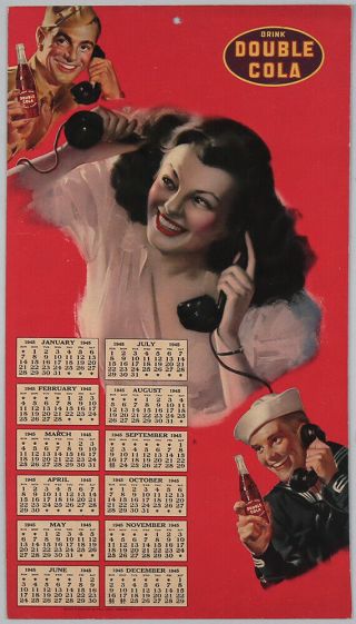 Rare Rolf Armstrong 1945 Complete Wwii Pin - Up Double Cola Advertising Calendar