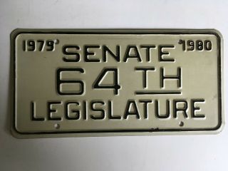 1979 1980 West Virginia 64th Legislature License Plate Political Senator Senate