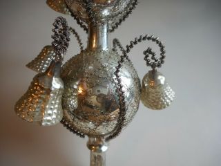 Rare and extremely large Antique hand blown glass Xmas Tree Ornament with Bells 3