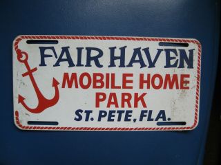 Vintage,  Fair Haven Mobile Home Park,  St.  Pete,  Fla.  License Plate